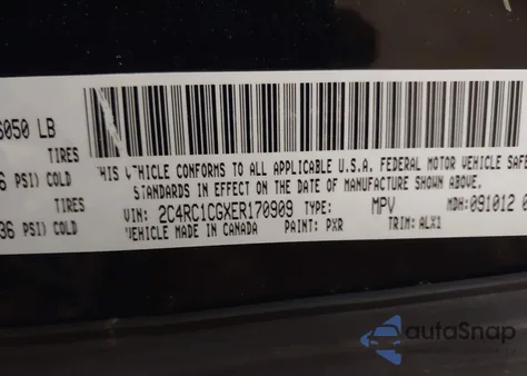 2014 Chrysler Town & Country Touring-L из США, поврежденный, VIN 2C4RC1CGXER170909